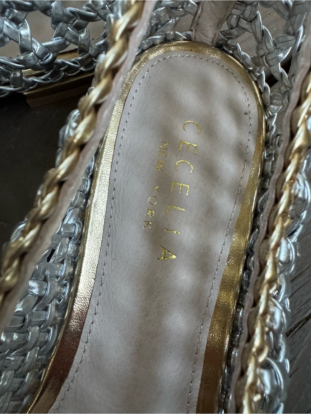 Cecelia New York Brie Woven Ballet Flats in gold and silver 7.5 NWT - Picture 8 of 9